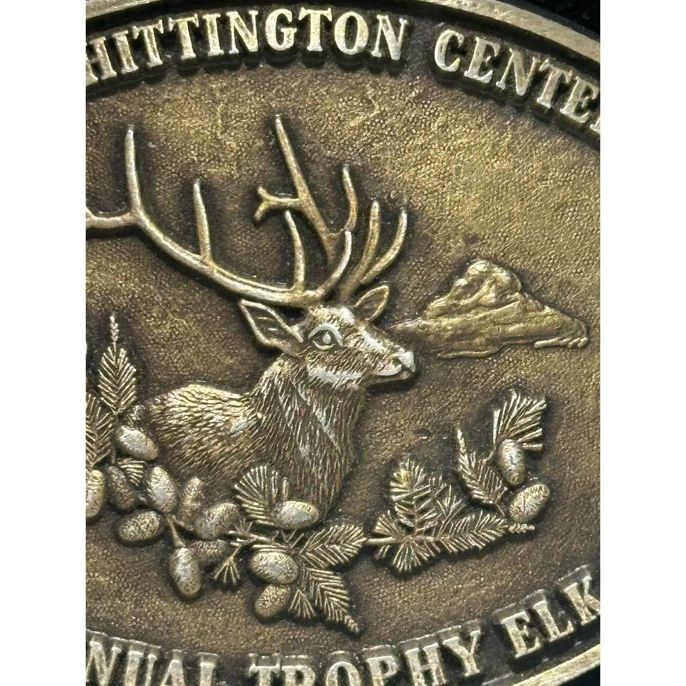 Vintage NRA Whittington Center Trophy Elk Hunt Deer Hunting Western Belt Buckle